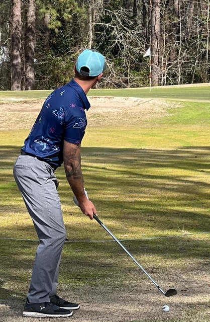 KEA Golf Men's Athletic Fit Golf Shirt "KEA Paradise". blue golf polo with bird pattern. cheap golf shirts.