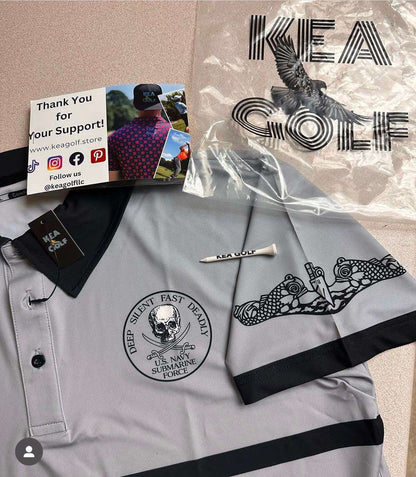 Silent Service golf shirt. navy golf polo. navy golf shirt. patriotic golf shirt. american golf polo
