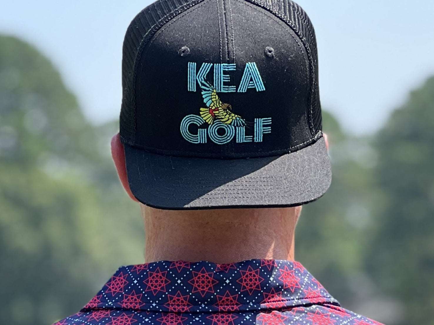 KEA Golf Men's Golf Hat "The Shadow". black golf hat. flat bill golf hat. golf hat with mesh backing