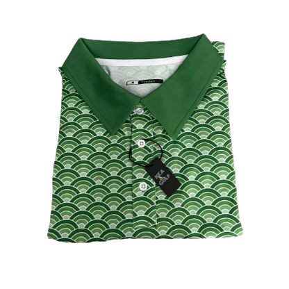 2024 KEA Golf “ScaleTech” green subtle scale pattern Golf polo. green golf shirt. green pattern golf shirt. cheap golf shirts