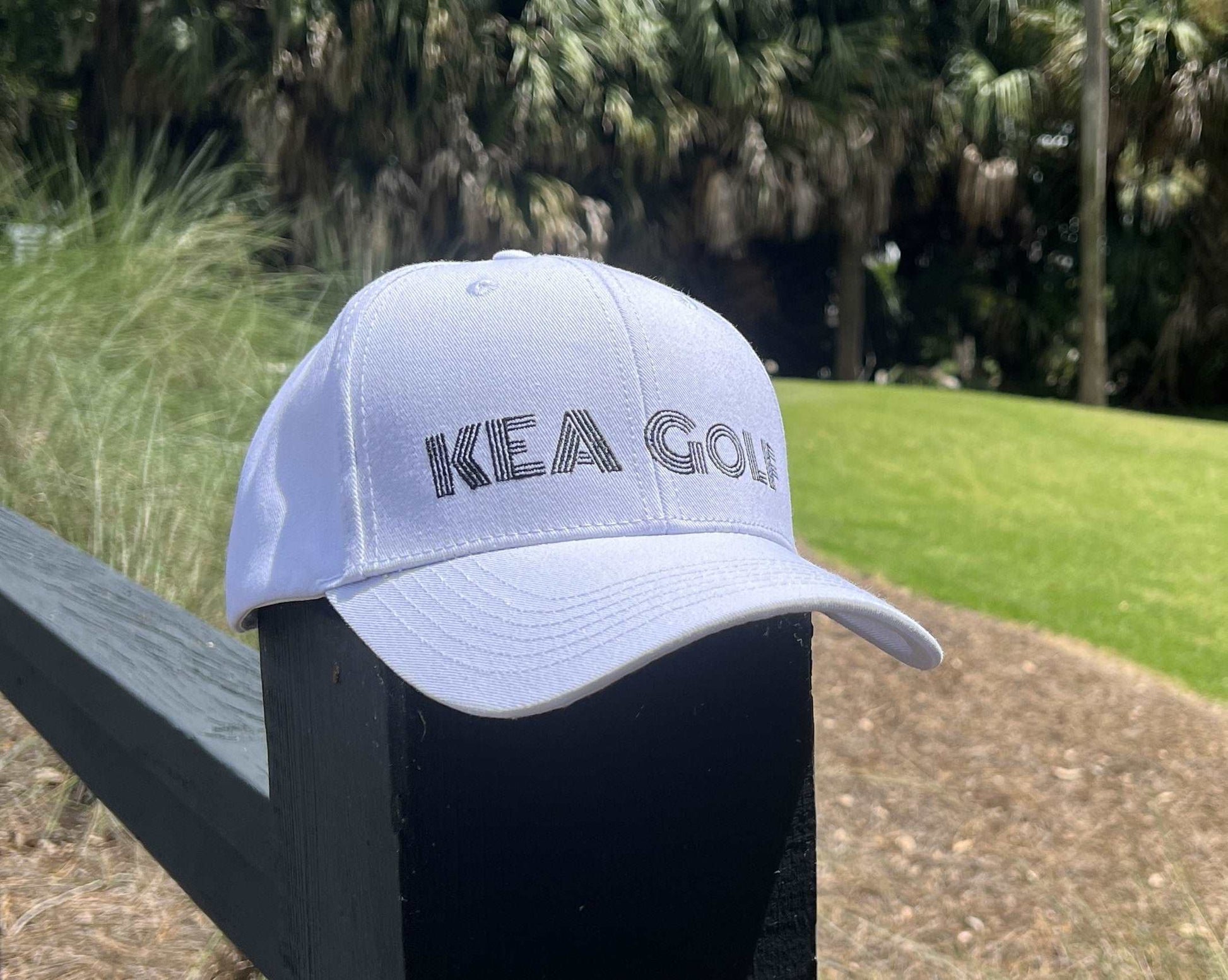 KEA Golf Men's Golf Hat "Frost White Signature". fitted golf hat. white golf hat.