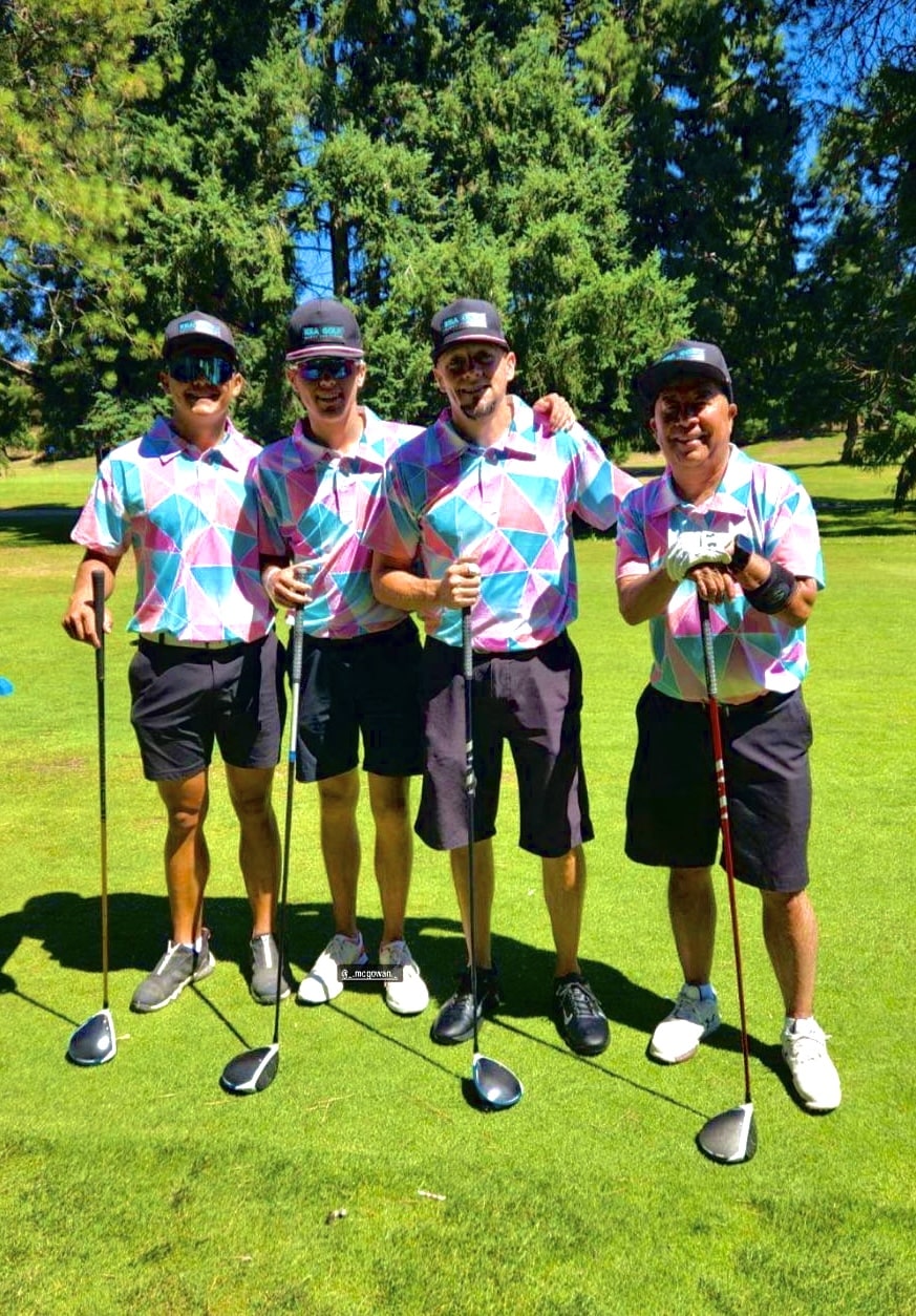 KEA Golf Apparel Brand. Golf Attire. Golf shirt "Pink Pinseeker". best new golf shirt brand