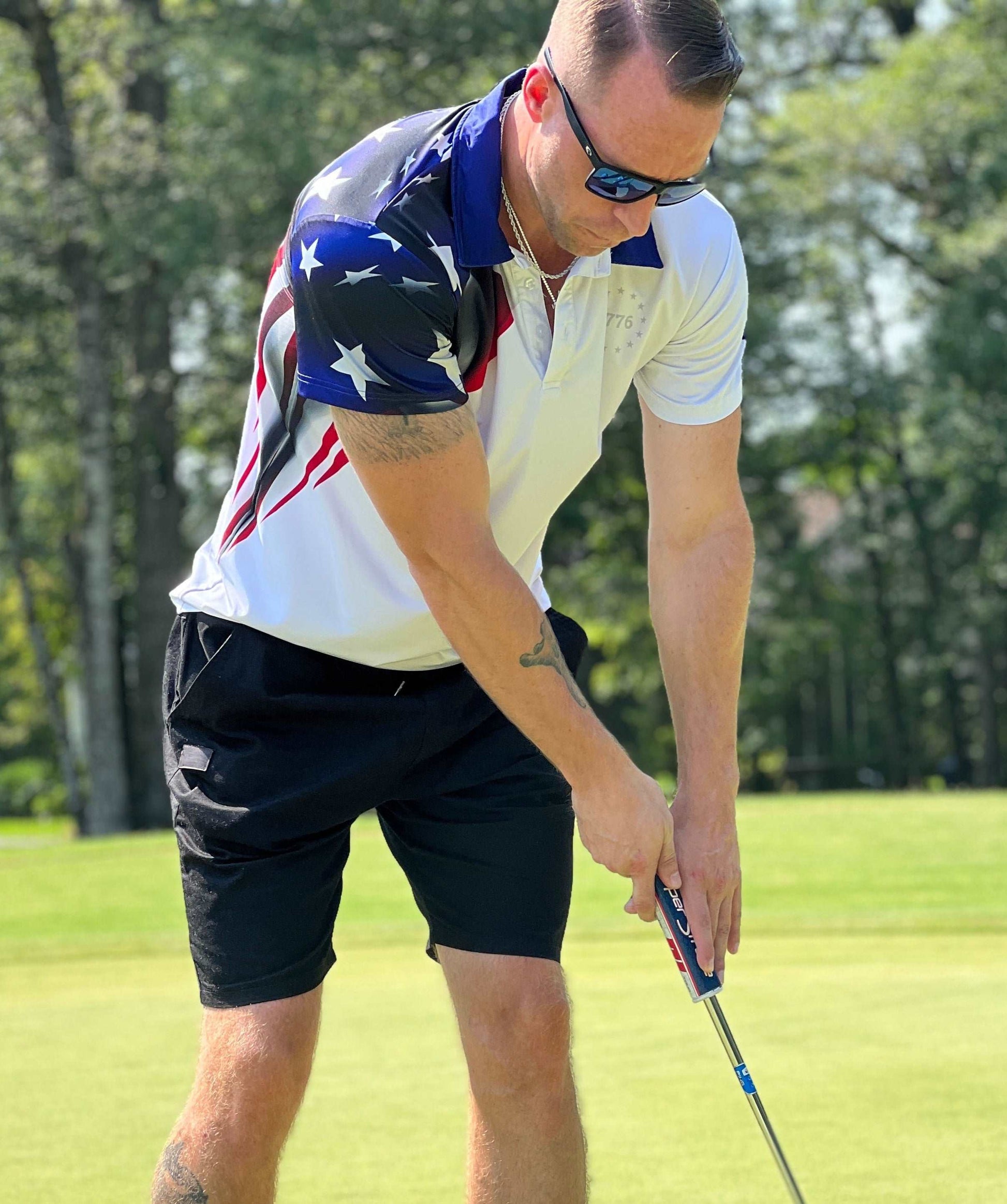 KEA Golf Men's Golf Shirt Brand. Golf Polo Shirt "Carolina Liberty". Cool and Patriotic Golf Shirt