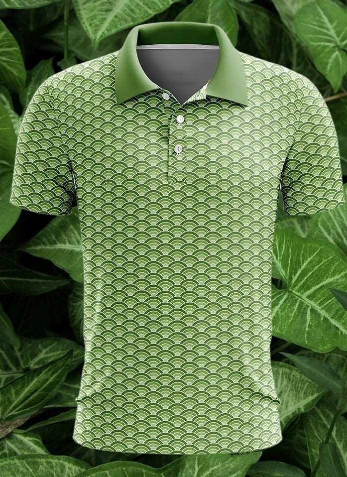 2024 KEA Golf “ScaleTech” green subtle scale pattern Golf polo. green golf shirt. green pattern golf shirt. cheap golf shirts