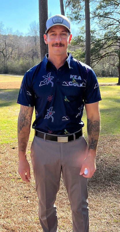 KEA Golf Men's Golf Shirt "KEA Paradise". blue golf shirt. cheap golf shirts. 