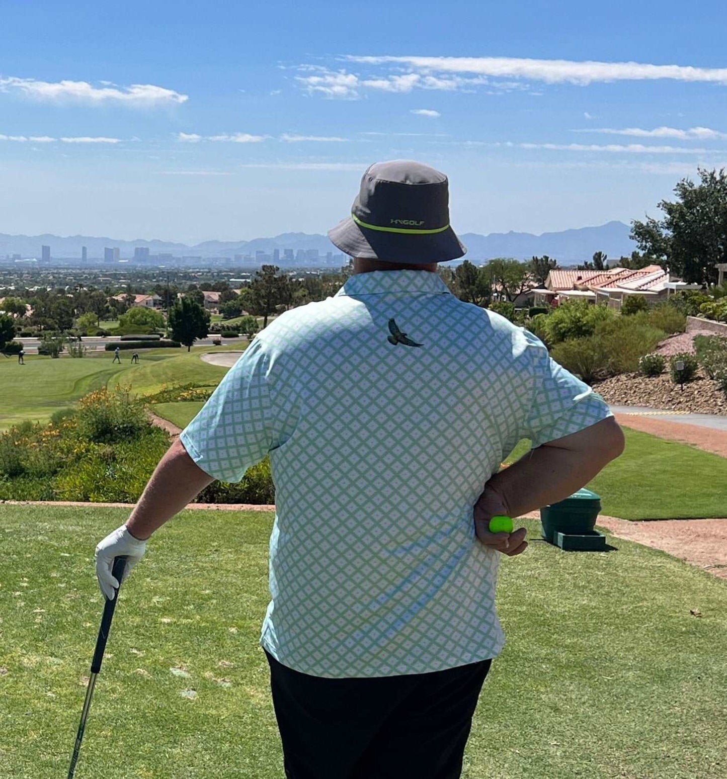 KEA Golf Men's Golf Apparel Brand. Golf Attire. Golf Polo Shirt "Seafire Geometric". Golf Las Vegas