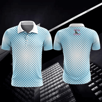 Introducing the KEA Golf polo "Spot-On Birdie". Experience the ultimate athletic fit with a unique white and blue dot print design. This shirt manages to incorporate a very explosive style with the subtle tones of blue and white that actually make the shirt not only cool and comfortable but a classic look out on the course or at dinner.