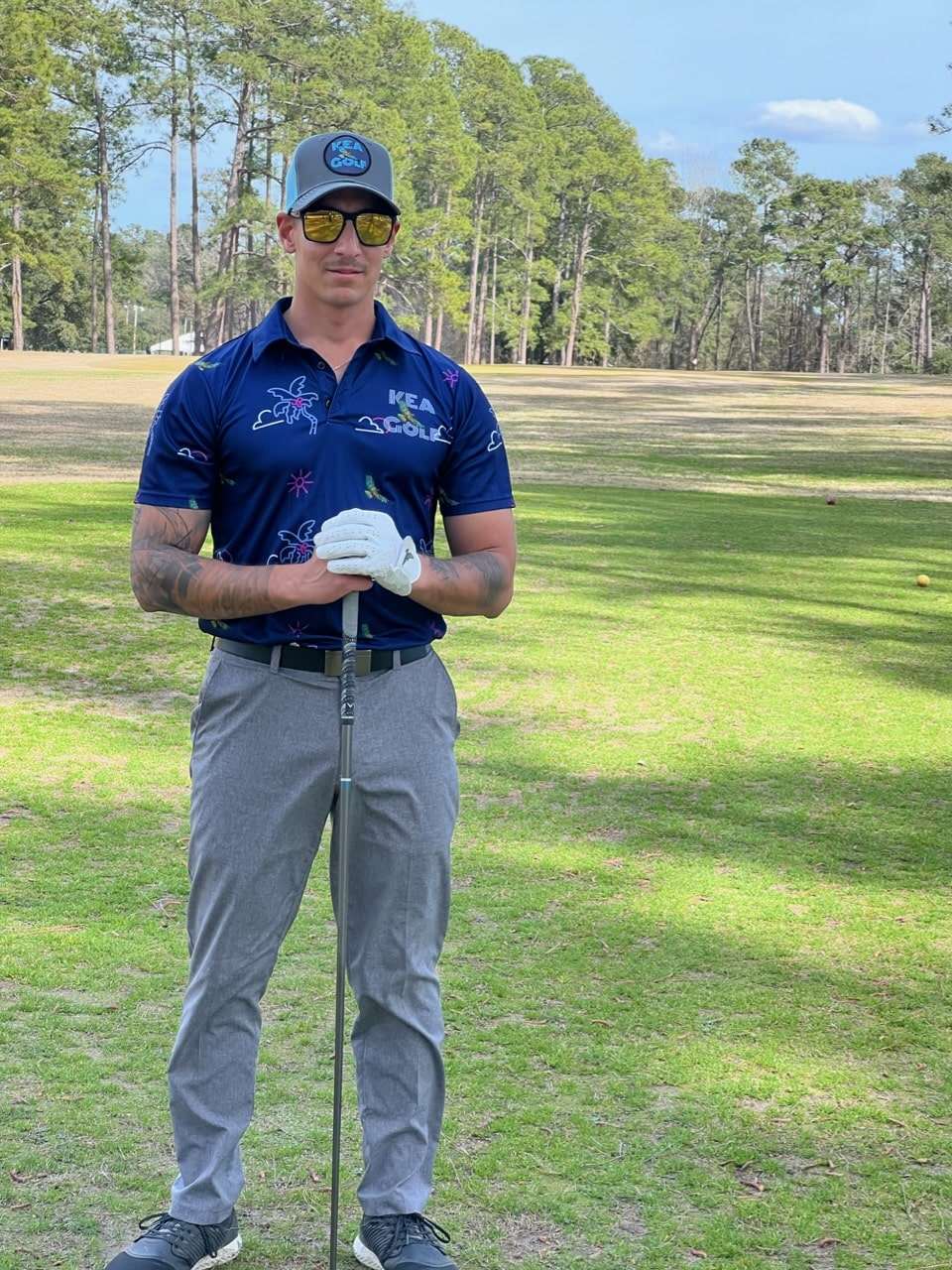 KEA Golf Men's Golf Hat "Blue Horizon" trucker style golf hat with mesh backing